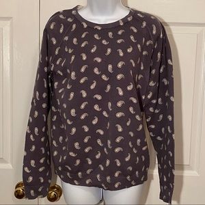 Loft Faded Black Paisley Sweatshirt Size XL